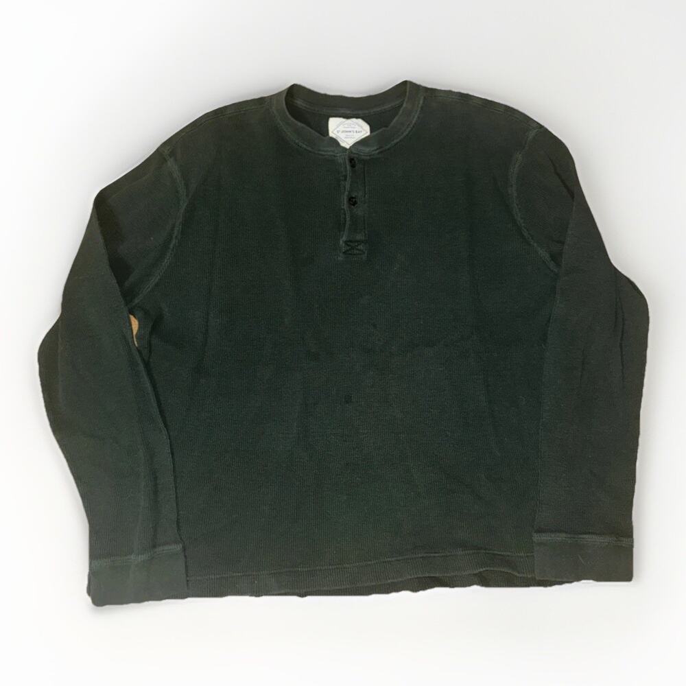 Vintage St John’s Bay Long Sleeve Thermal HenleyGreen XXL 26x26